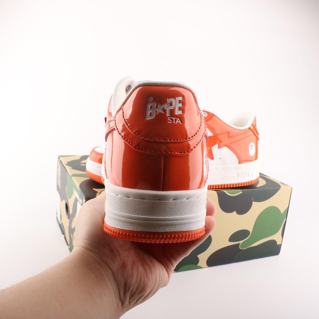 BapeSta Patent Leather White Orange - Hype Franco Store