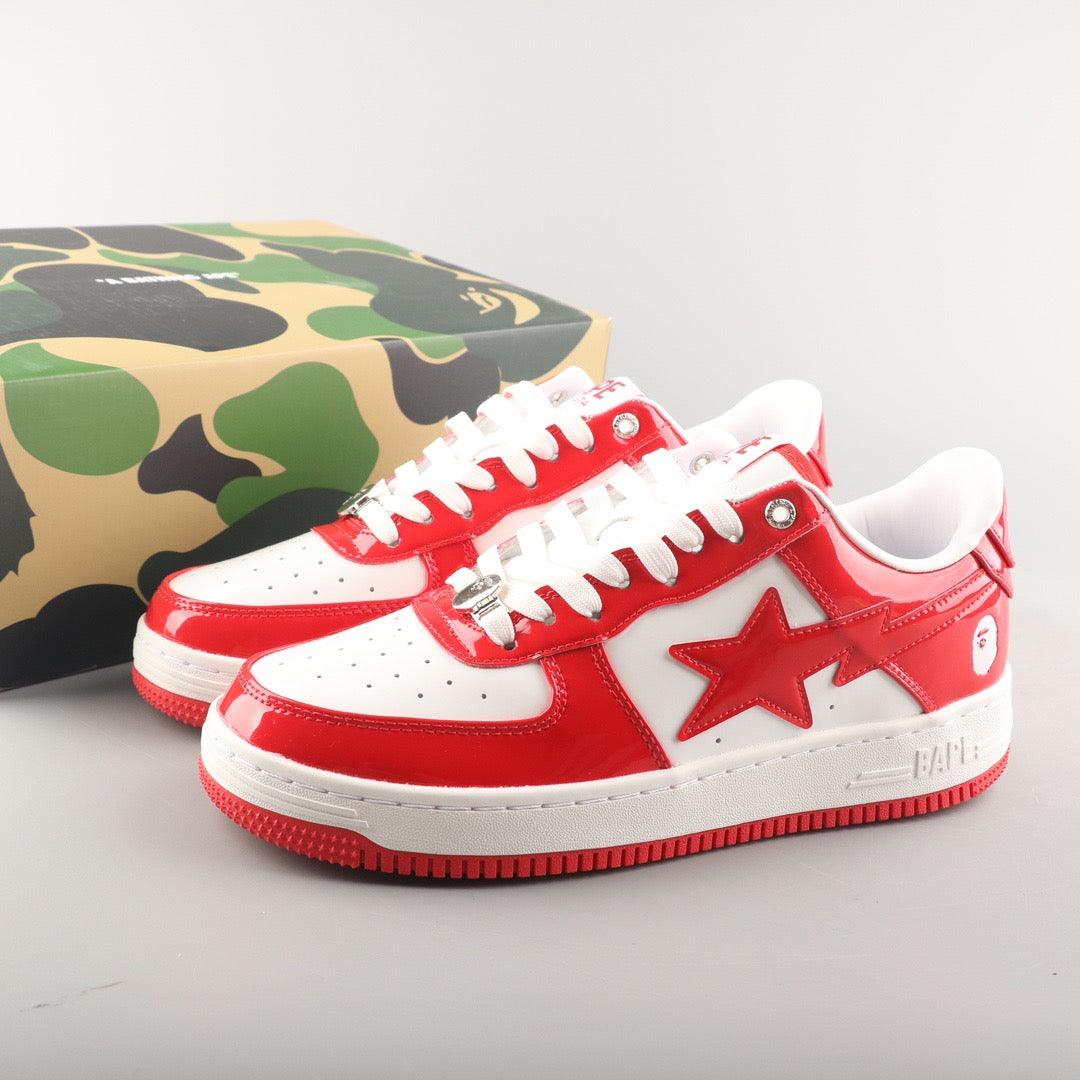 BapeSta Patent Leather White Red - Hype Franco Store