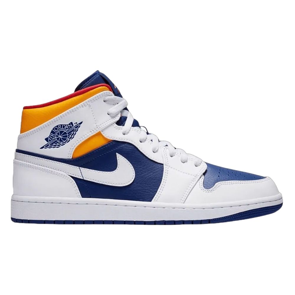 Air Jordan 1 Retro Mid White Laser Orange Deep Royal Blue