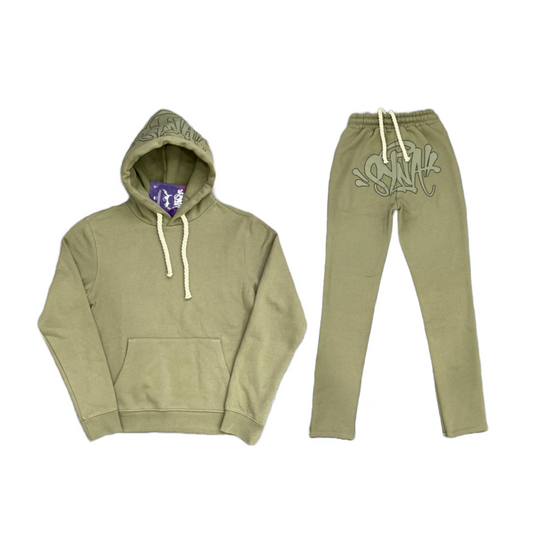 Conjunto de sudadera beige con logo Syna World