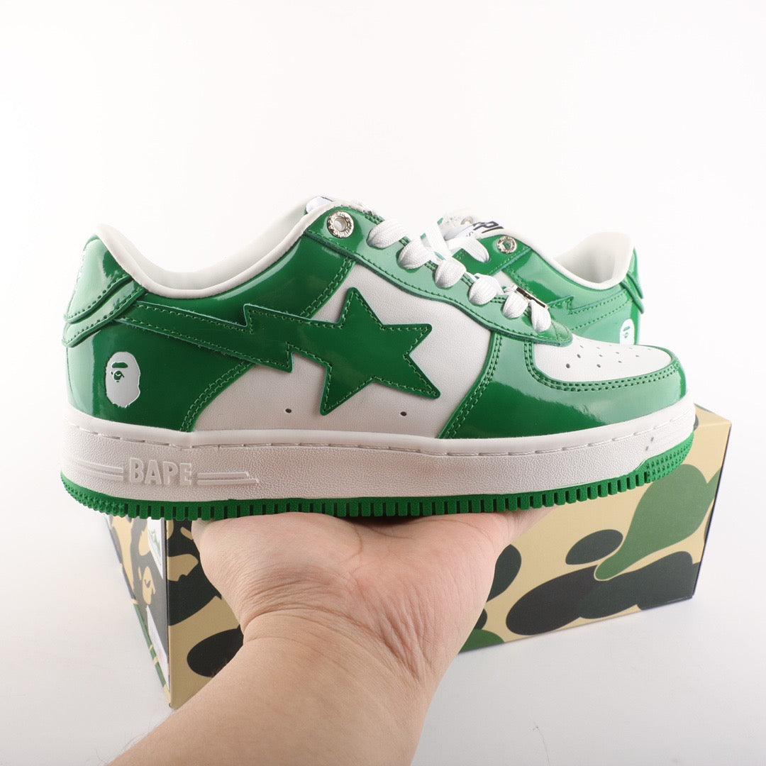 BapeSta Patent Leather White Green - Hype Franco Store