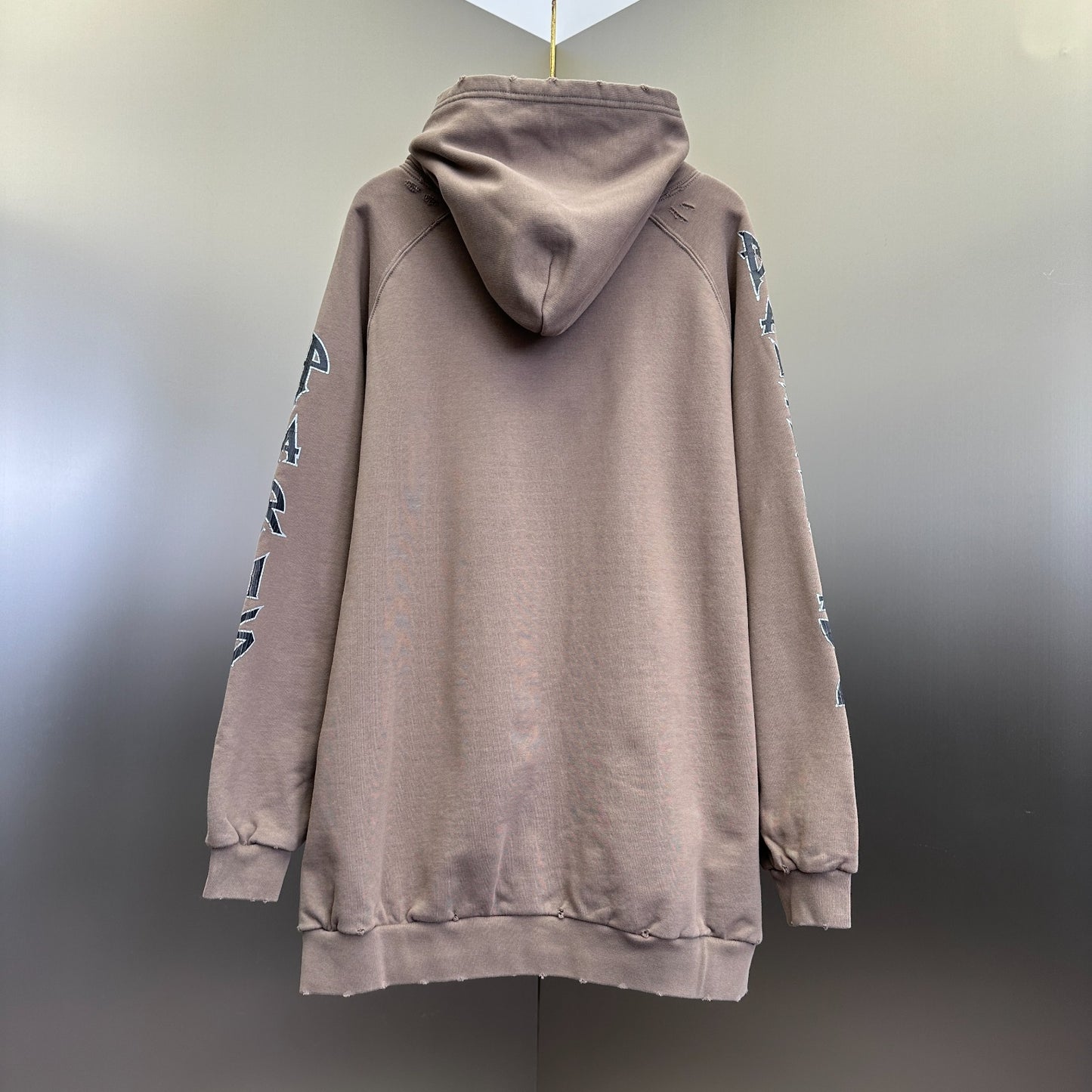 Balenciaga Brown Destroyed Hooded Sweatshirt