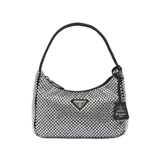 Prada Re-Edition 2000 Satin Bag with Crystals