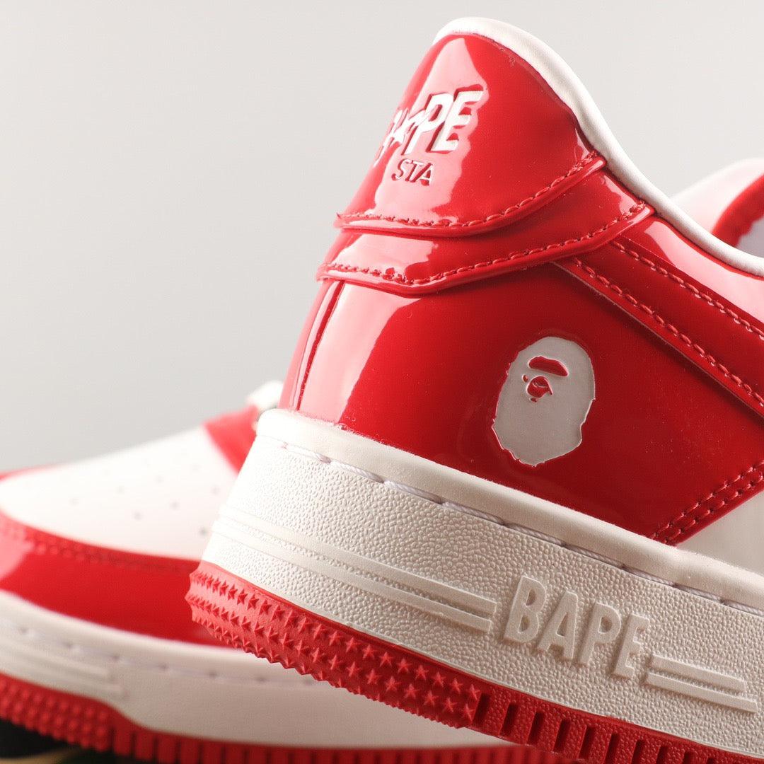 BapeSta Patent Leather White Red - Hype Franco Store