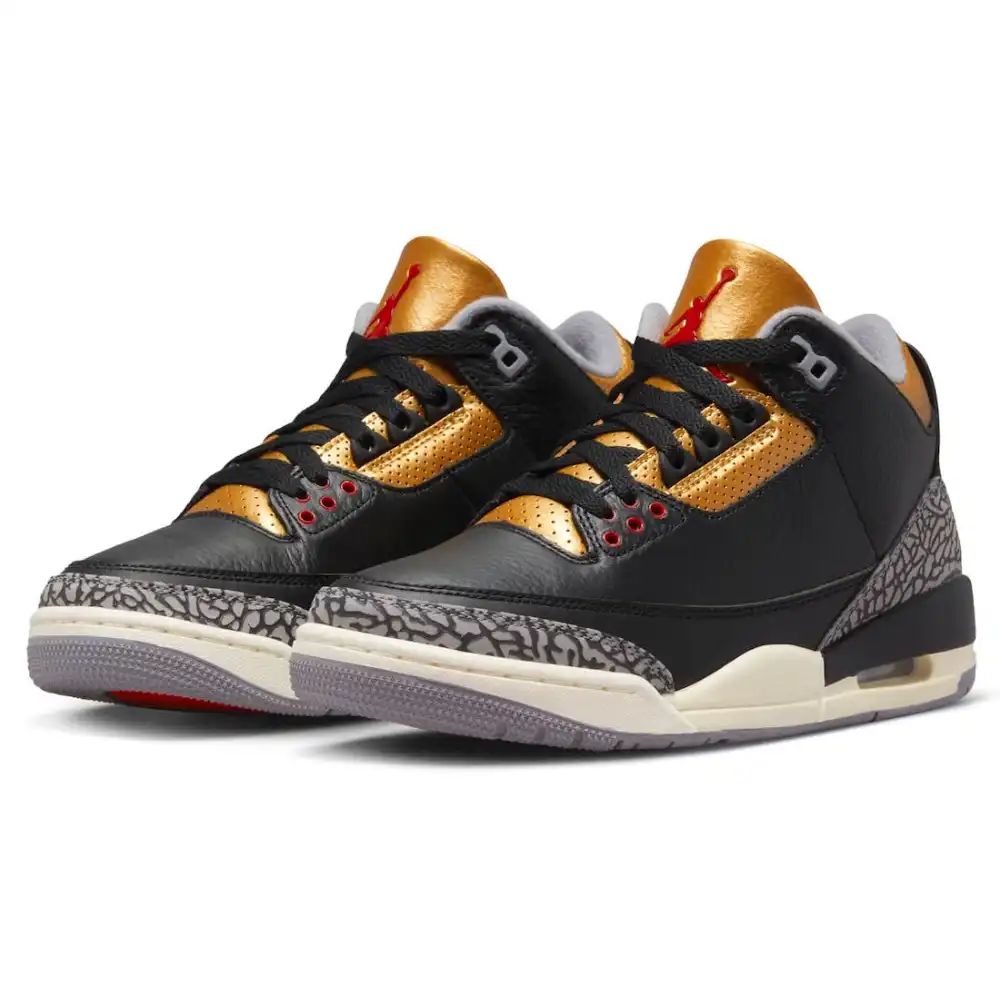 Air Jordan 3 Retro Negro Cemento Oro