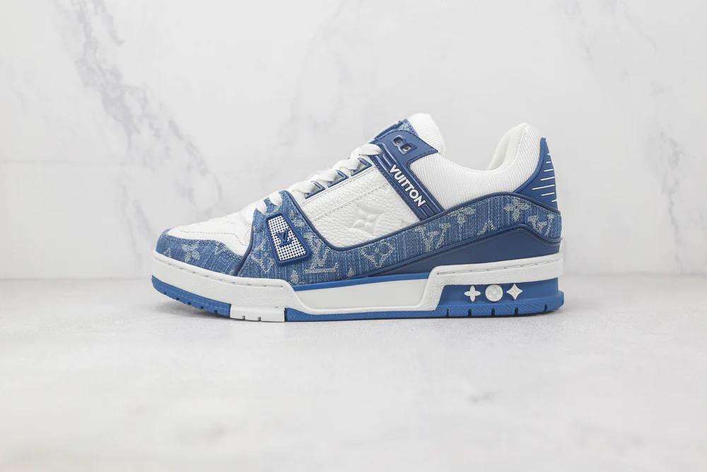 Louis Vuitton Trainer Monogram Sneaker Denim Blanco Azul