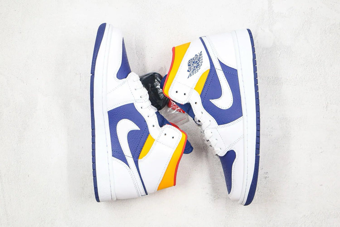 Air Jordan 1 Retro Mid White Laser Orange Deep Royal Blue