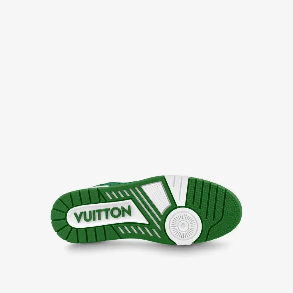 Louis Vuitton Trainer Green Monogram Denim White